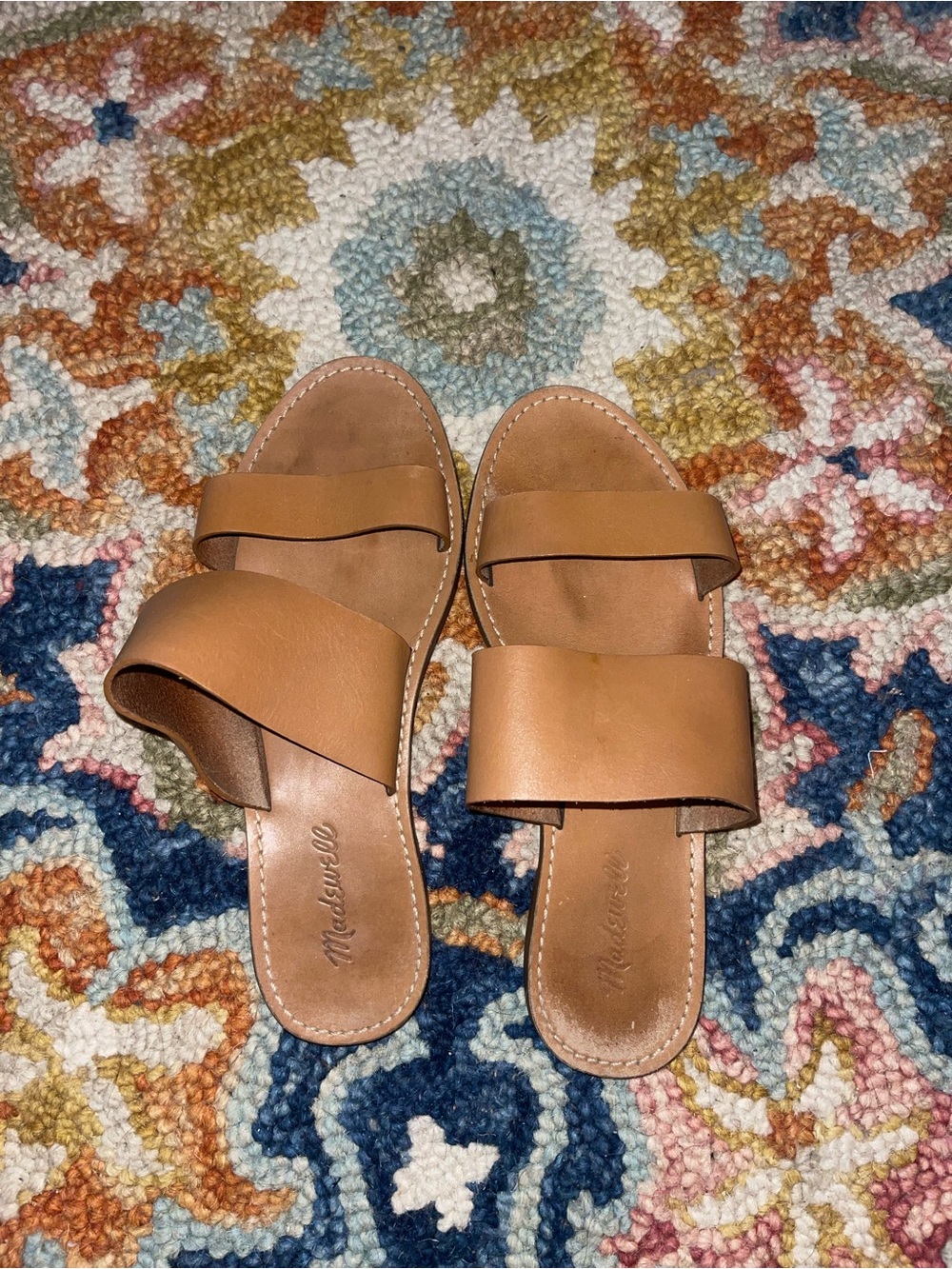 Women’s Tan Double-Strap Slide Sandals